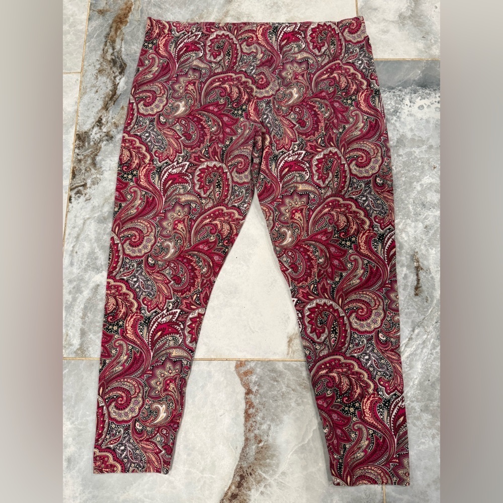 Cato Burgundy Paisley Leggings